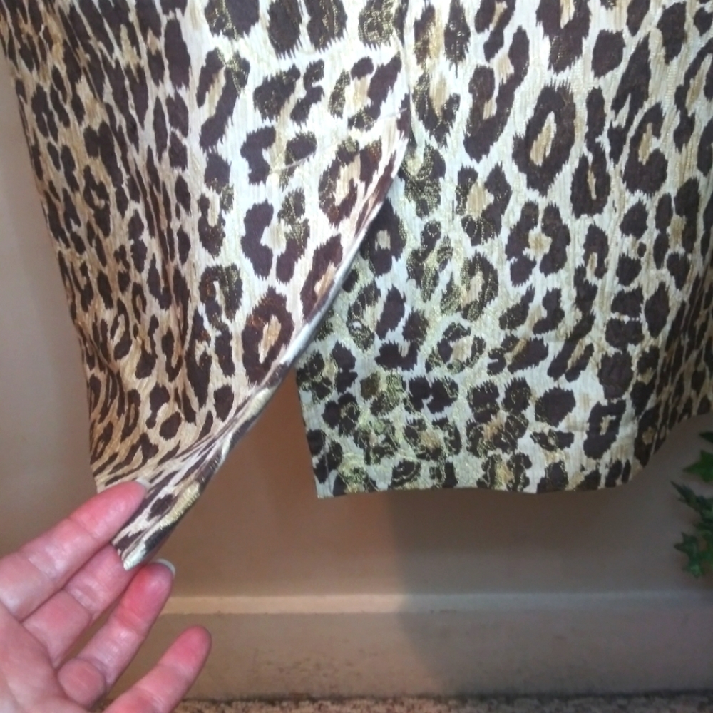Vintage 90's Nicole Bakti Sexy Leopard Print Silk Brocade Cocktail Dress - Picture 8 of 12